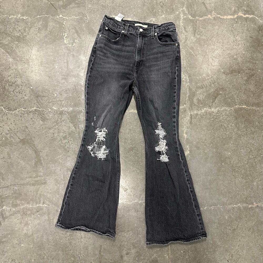 Levi's 70s Women's High Rise Flare Jeans Distressed in Black sz 29